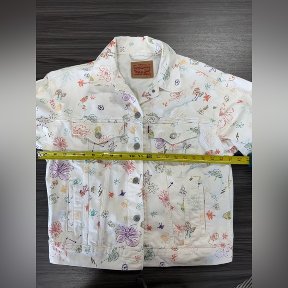 Levi's White Trucker Denim Jean Jacket All Over Print Floral size small - Picture 10 of 11